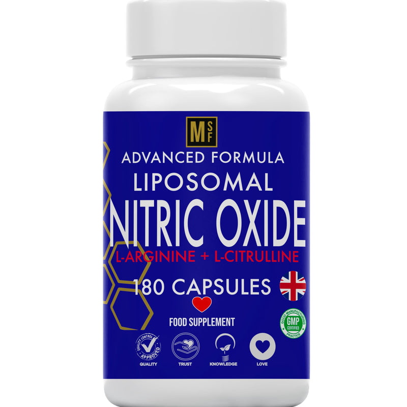 Nitric Oxide Supplement | L-Arginine, L-Citrulline & Beetroot Complex | 180 Capsules | 3 Month Supply, 2-A-Day | Liposomal Max Absorption | Energy, Circulation & Muscle Recovery Support | UK Company