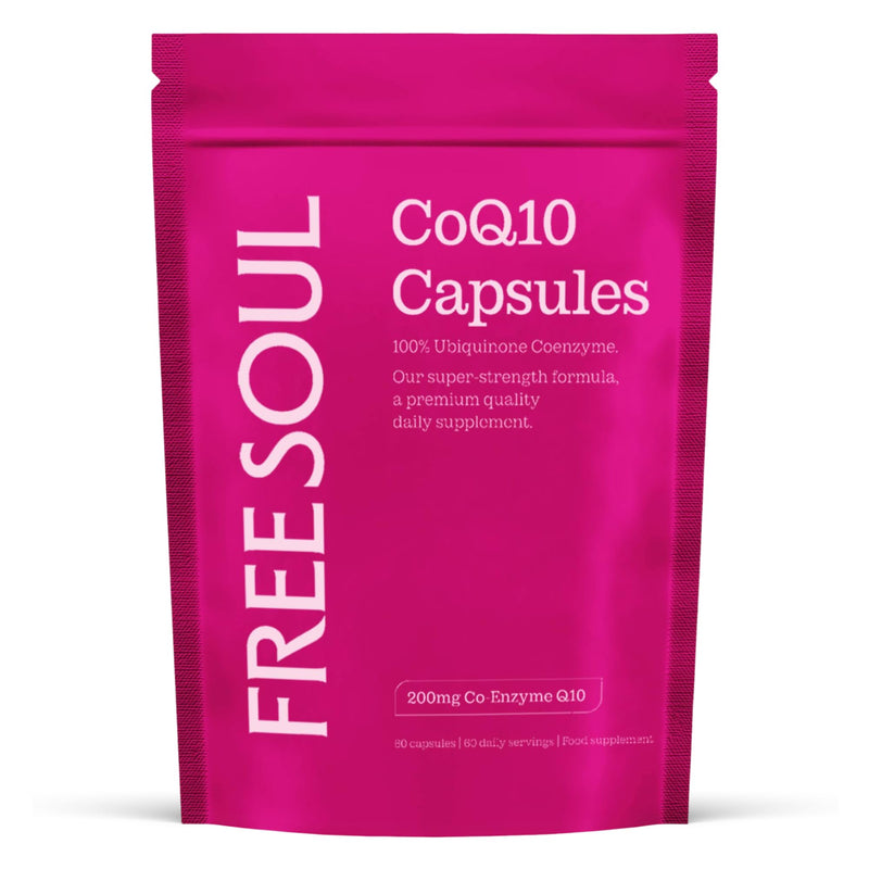 CoQ10 Capsules 200mg | Ubiquinone Coenzyme Q10 High Strength | Naturally Fermented CoQ10 Supplement | Vegan | 60 Capsules | Free Soul