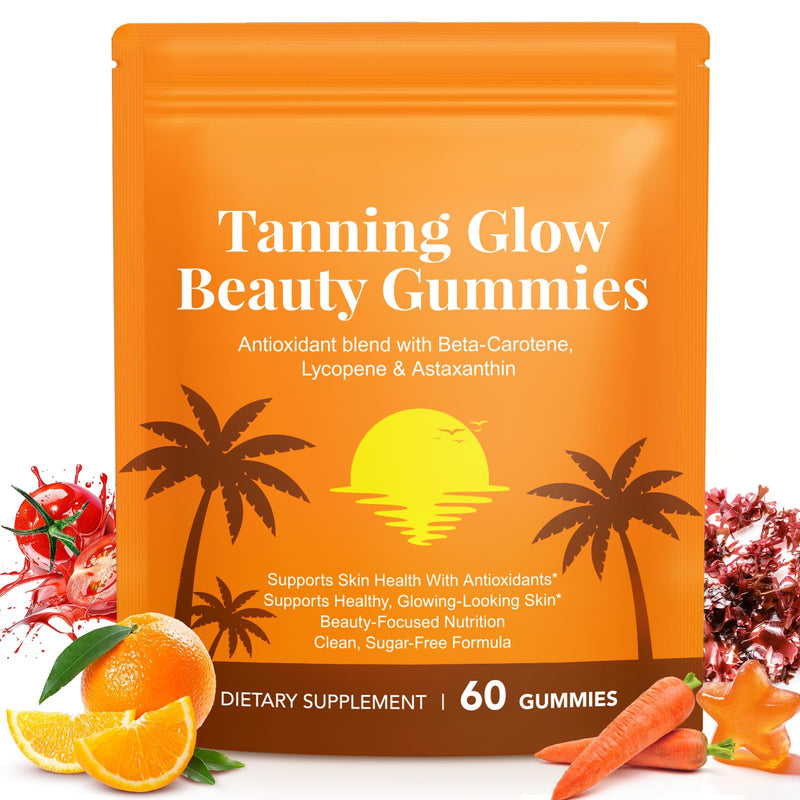 Tanning Gummies Fast Tan Without Sun, 2026 Best Tanning Gummies, Antioxidant Blend with Beta-Carotene,Lycopene & Astaxanthin, Hydration for Natural Looking Glow