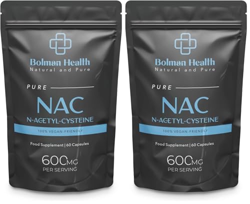 N-Acetyl-Cysteine (NAC) Capsules | 600mg Per Serving | 60 Capsules | 30 Day Supply | Supports Immune Function, Brain Function & Respiratory Health | Vegan | Non-GMO (Pack of 2) 60 count (Pack of 2)