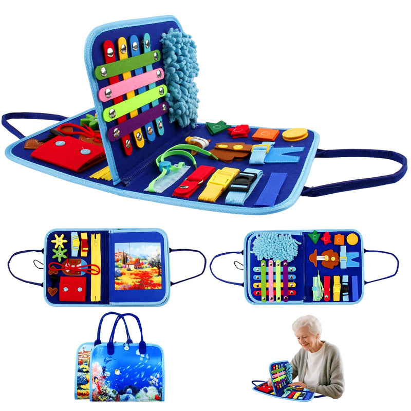 Fidget Blanket for Adults with Dementia, Colourful Sensory Activity Board for Seniors, Alzheimer's Calming & Memory Care Aid