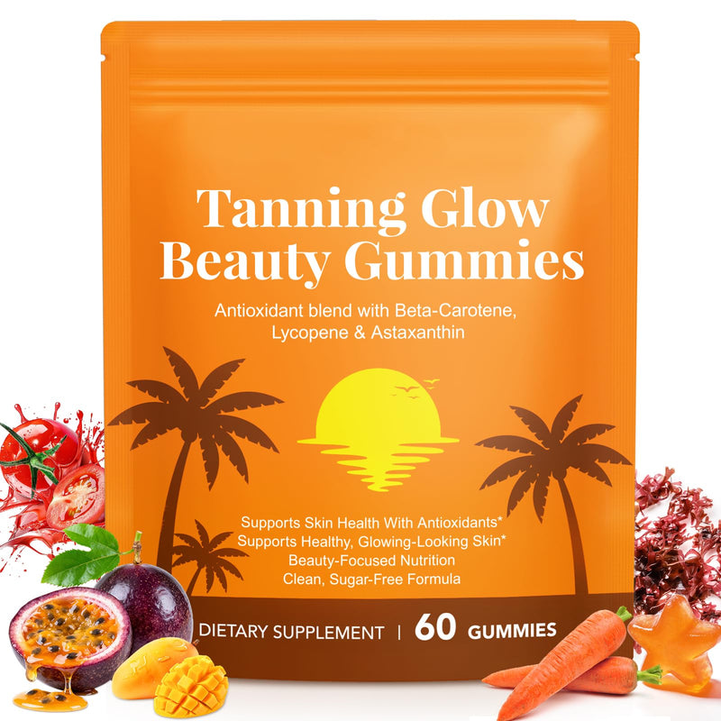 Astaxanthin Tanning Gummies Sun-Free for Women & Men, NO Sugar, with Beta Carotene, Vitamin ACDE Lycopene Enjoy a Tasty, Easy to Carry, No Water Making it Easy Enjoy a Healthy Tan Every Day 1PCS 60count