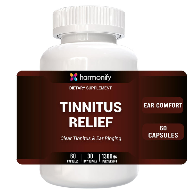 Tinnitus Relief Support Complex | Vitamin C, B-Complex, Calcium & Herbal Blend | Daily Nutritional Supplement for Auditory Wellness & Nerve Support | 60 Capsules – 30 Day Supply