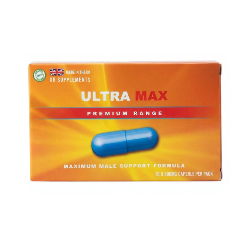 10 x 400mg NEW Advanced Formula - ULTRA MAX Maximum Male Support Capsules | 400mg | 10 Capsules | High Strength Ginseng, Maca & Tribulus Blend | Stamina & Energy Support | UK Manufactured | Vegetarian