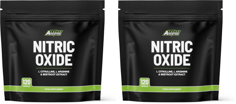 Freak Athletics Nitric Oxide Supplements for Men & Women, L-Arginine, L-Citrulline, Beetroot Extract - Nitric Oxide Capsules - Supports Circulation, Endurance & Recovery - 120 Capsules (Pack of 2) 120 count (Pack of 2)