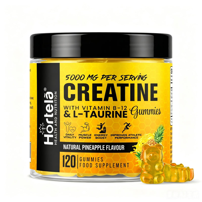 Creatine Gummies 5000mg – Creatine Monohydrate with B12 & L-Taurine | Pineapple Flavour Chewables for Men & Women | Energy, Muscle & Recovery Support | 120 Count (1 Month Supply) (Pineapple)