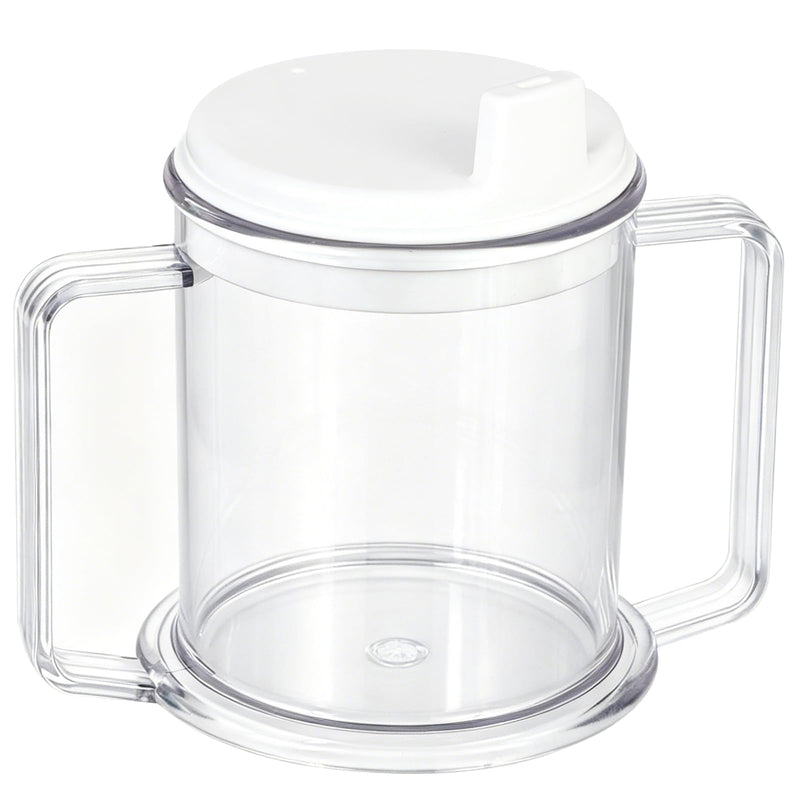 Adult Sippy Cup for Elderly, 10 oz Plastic Spill Proof Cups with 2 Handles for Adult Elderly Care Hospital Drinking Mug Easy to Grasp Handles for Hot and Cold Beverages