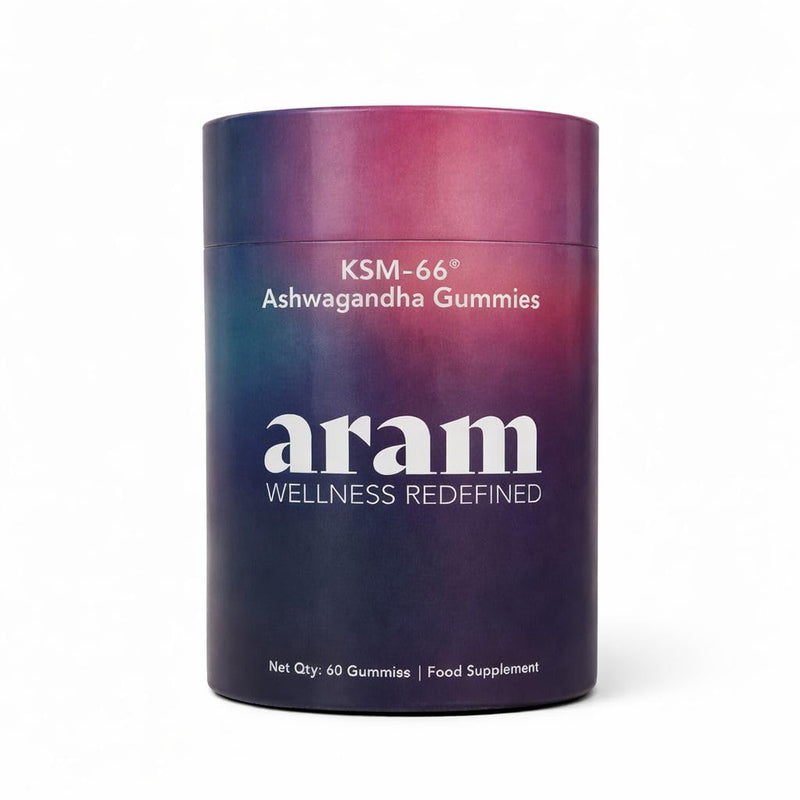 ARAM KSM-66 Ashwagandha Gummies 600mg | Premium Root-Only Lab Tested Ashwagandha Extract | Standardised to 5% Withanolides | Tamarind Flavour | Sugar Free Vegan Pectin | 60 Gummies