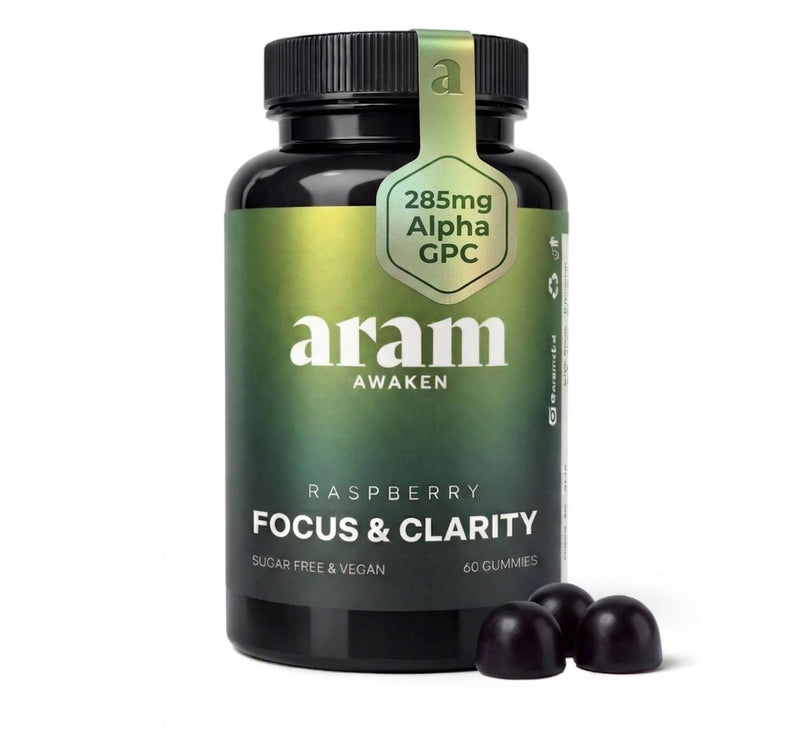 ARAM Awaken Focus & Clarity Gummies | Lion’s Mane 20:1, Alpha GPC & Bacopa Monnieri| High Strength Nootropic Formula with Methylated Vitamin B12 | Brain Support | Sugar Free Vegan | 60 Gummies
