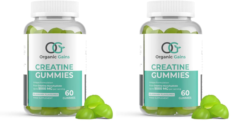 OG Creatine Monohydrate 5000mg Max Gummies - Natural Blueberry Flavour, Vegan, Energy Boost for Athletes - Premium Pre Workout for Men & Women, Superior Absorption, Formulated by Doctors (Pack of 2) 60 count (Pack of 2)
