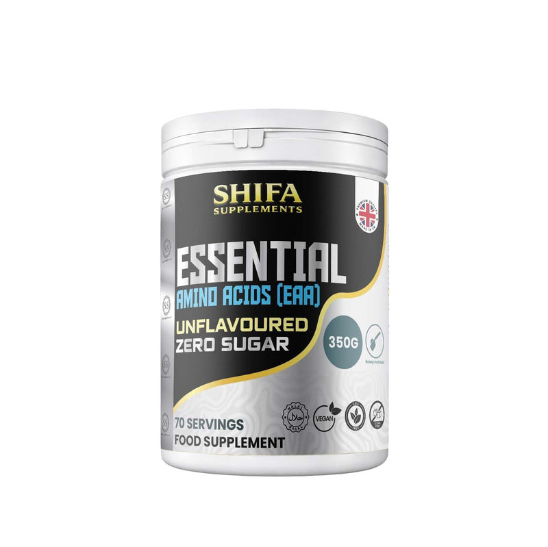 Essential Amino Acids (EAA) Powder 350g – Unflavoured | 70 Servings | Zero Sugar | Vegan | No Sweeteners, No Flavours, Clean Formula Amino Blend, Halal