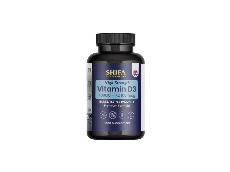 Vitamin D3 4000 IU + K2 100mcg with MCT Oil | 120 Tiny Capsules, Pure Formula, Excipient & Filler Free | Halal Certified, Vegetarian, Non GMO | Bones, Teeth & Immunity
