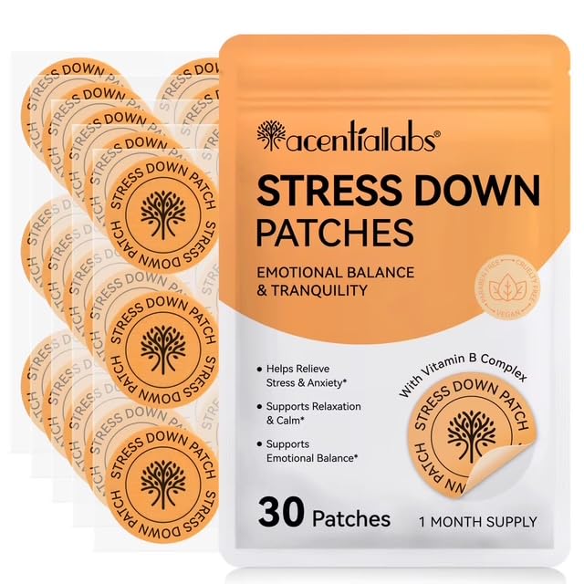 Stressdown Patches for Stress Relief, Transdermal, Vitamin B Complex, Vegan, Once-Daily, 60 Count
