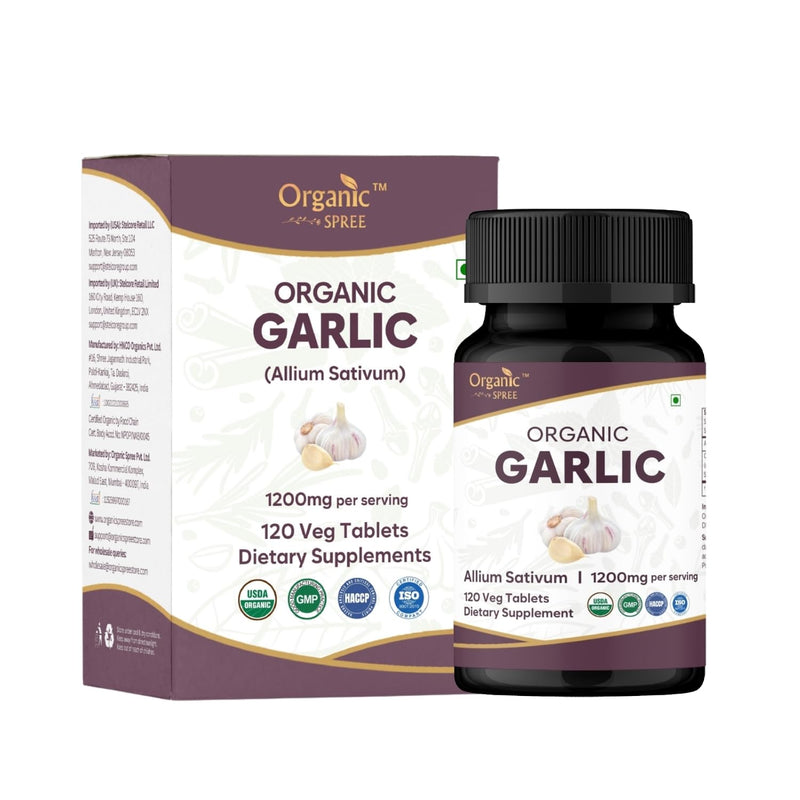 ORGANIC SPREE Garlic 120 Tablets | Allium Sativum (Garlic) | USDA Organic Certified | Dietary Supplement - 120 Tablets* (1)