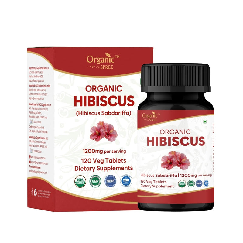 ORGANIC SPREE Hibiscus 120 Tablets | Hibiscus Sabdariffa (Gudhal) | USDA Organic Certified | Dietary Supplement - 120 Tablets*