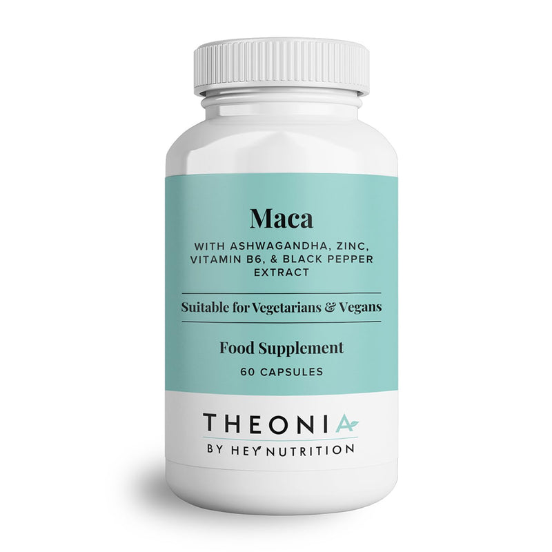 Theonia Maca Root Extract 20:1-500mg Per Serving – for Men & Women – Tri-Color Black/Red/Yellow Blend – 60 Vegan, Non-GMO Capsules