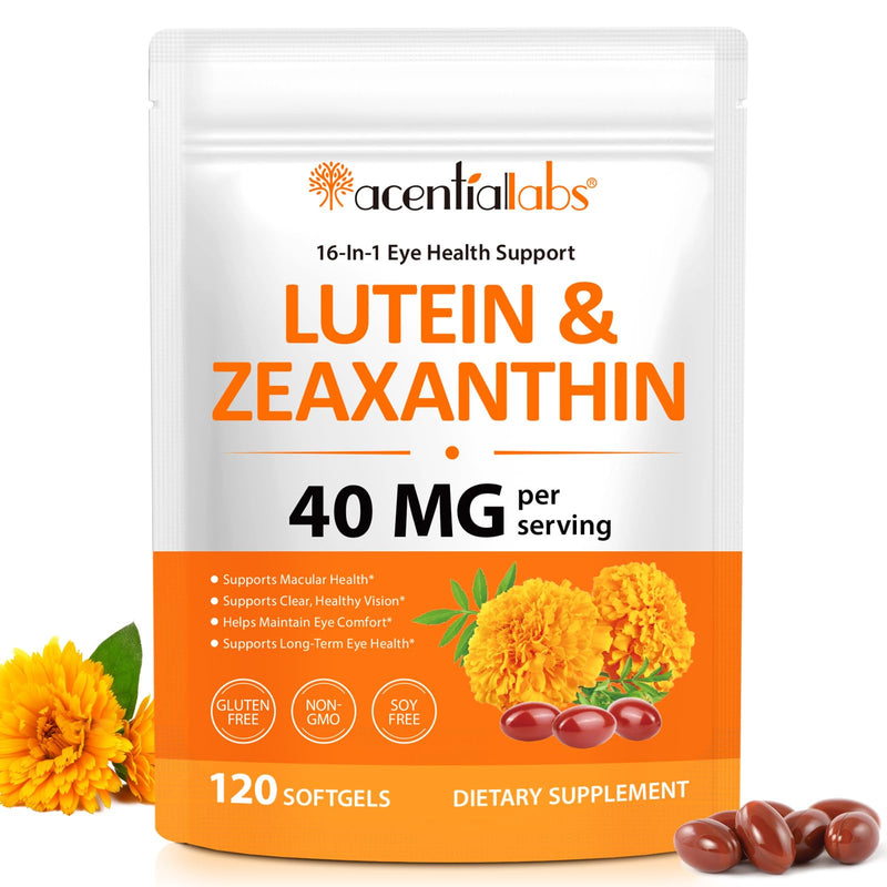 Lutein and Zeaxanthin Eye Health Supplement 40mg with Omega 3, Vitamin C D3 B6 B12, Zinc CoQ10，16 in 1 Vision Support Formula with Marigold Extract，Eye Comfort Daily Nutritional Support – 120 Softgels