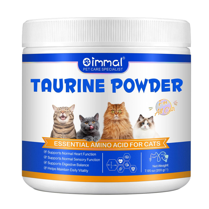 Taurine for Cats, Taurine Powder for Cats 200g, Essential Amino Acid Supplement for Cat - Heart, Vision Health, Digestive & Daily Vitality Support for All Ages, Easy-to-Mix