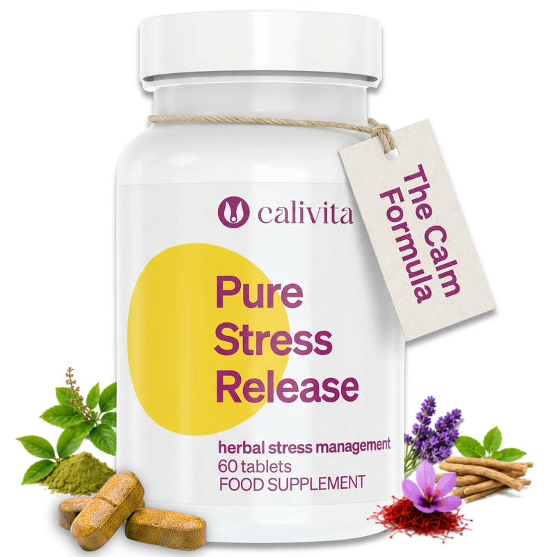 Herbal Stress Support | Pure Stress Release 1664mg | Ashwagandha, Holy Basil, Saffron & L-Theanine | Magnesium & Vitamin B6 | Calm & Relaxation Support | 60 Vegan Tablets