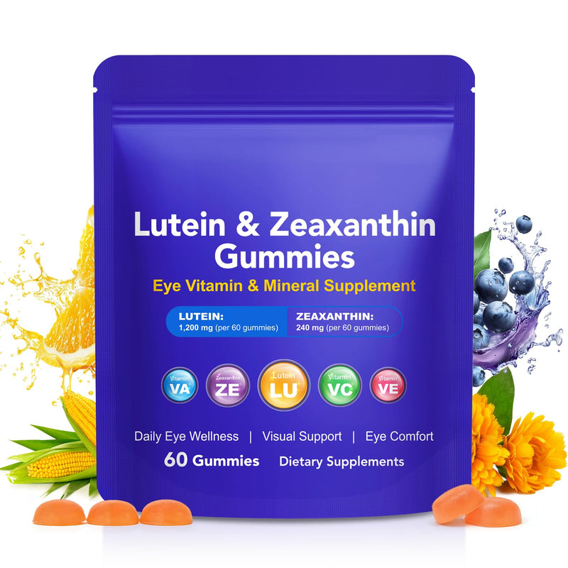 Lutein Gummies 60 Count, Eye Health Supplement, Eye Support Gummies with Zeaxanthin, Vitamins A, C & E, Provide Antioxidant Support & Maintain Visual Comfort, Daily Vision Support Supplement