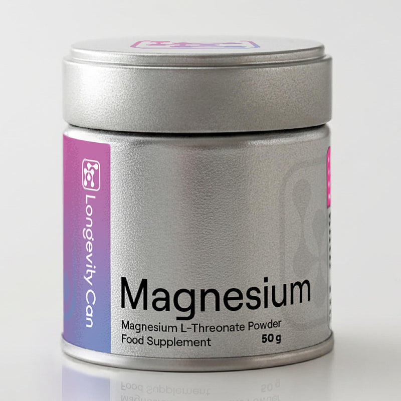 Magnesium L-Threonate Powder 50g | Pure Magnesium L-Threonate | 1500mg (3 Scoops) | ~33 Servings | Unflavoured | Vegan | Additive-Free | Third-Party Tested | Metal Tin