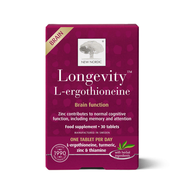 New Nordic Longevity L-Ergothioneine Tablets, Antioxidant with Vitamins & Minerals, Cognitive & Cell Support, 30 Tablet