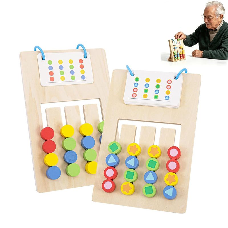 Pack of 2 Dementia Activity Update Colour Memory Game for Seniors Wooden with 20 Cards, Double-Sided Playable & Cards Securely Fixed, Easy to Grip, Activation & Memory Training