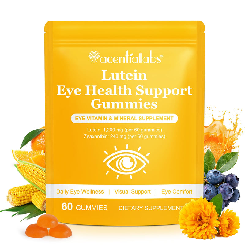 Lutein Eye Gummies for Screen Use – with Zeaxanthin, Vitamin A, C & E – Daily Eye Support Supplement for Digital Lifestyles – Vegan Berry Flavour Gummies – 60 Count (30 Day Supply)