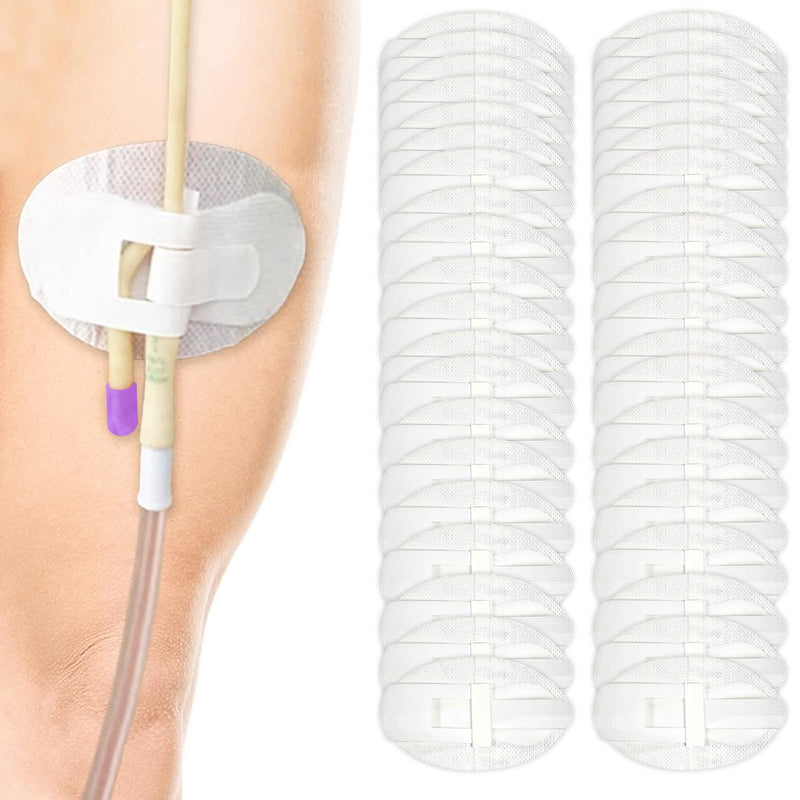 Catheter Stabilization Device Patch, Non-Woven Foley Tube Holder & Leg Bag Strap Sticker, Adhesive Fixation for Urinary, PEG & G-Tube (40 Pcs, White) White 5