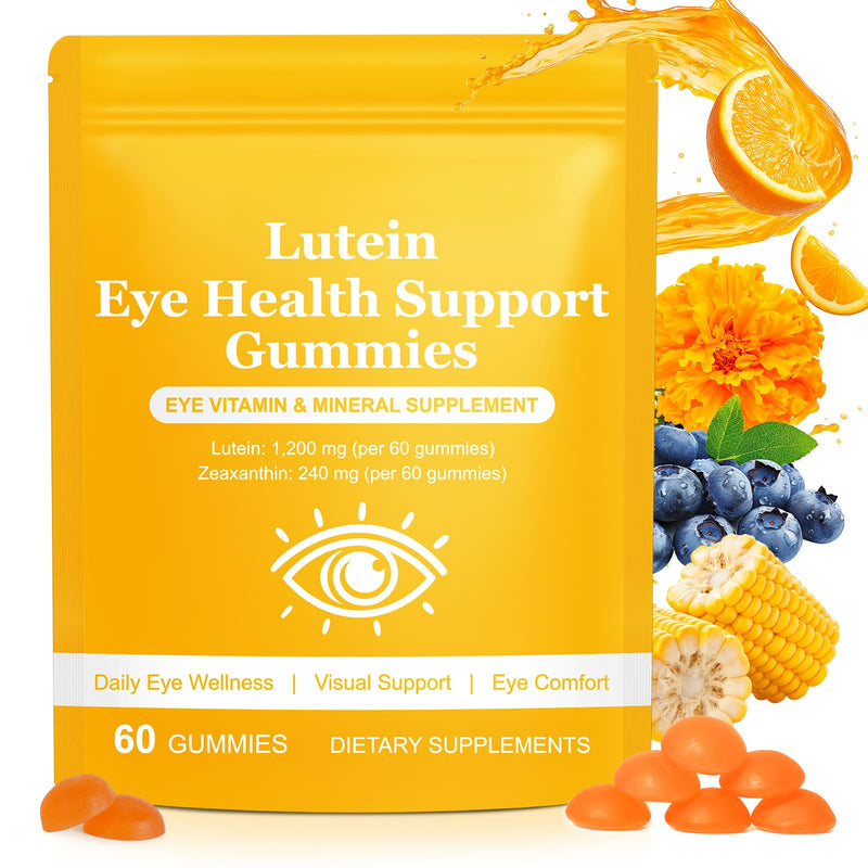 Lutein and Zeaxanthin Supplement 60 Gummies, Eye Health Supplement with Lutein Zeaxanthin Vitamins A, C, and E Support Visual, Eye Health