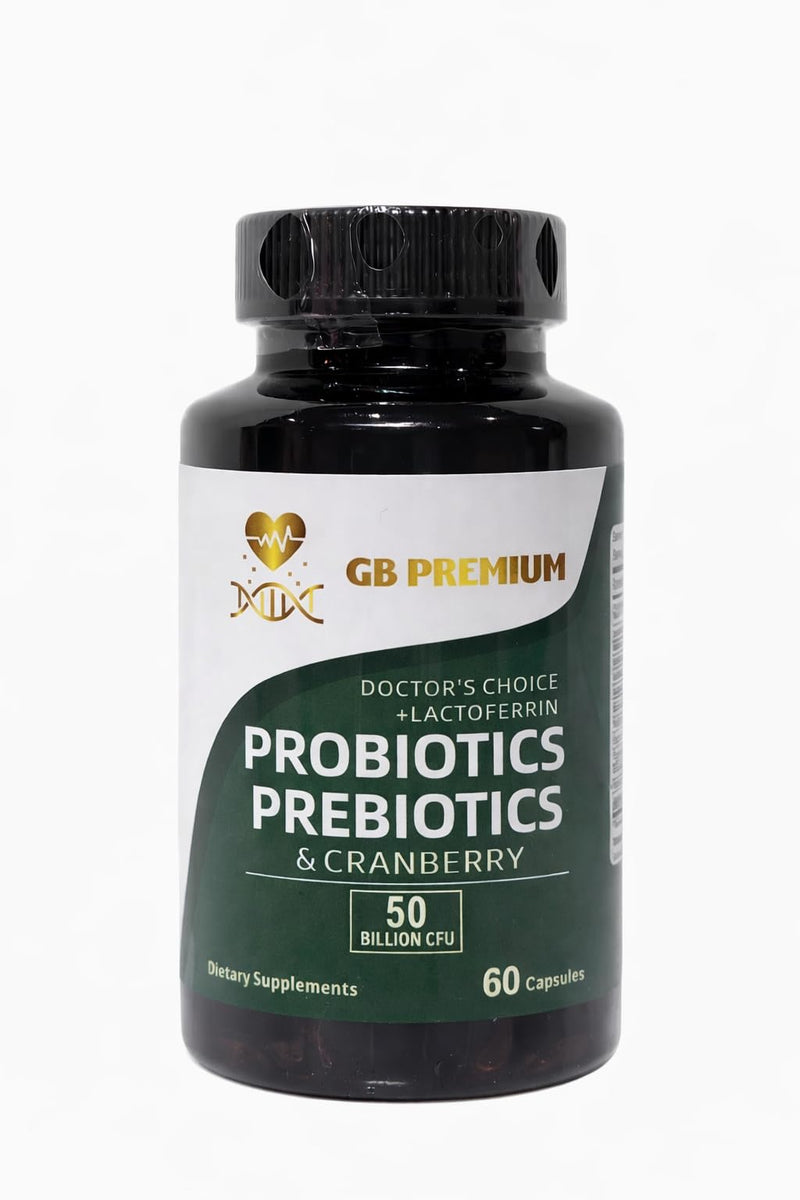 Probiotics, Prebiotics and Cranberry Supplement with Lactoferrin, 50 Billion CFU, 60 Capsules