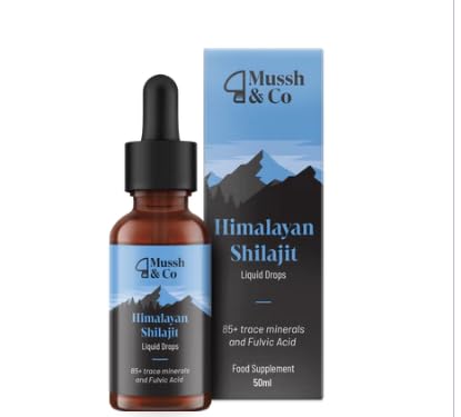Mussh & Co Himalayan Shilajit Drops 50ml High Strength Shilajit Supplement with 70% Fulvic Acid 85+ Ionic Minerals Energy Vitality Support Vegan Certified Alcohol Free
