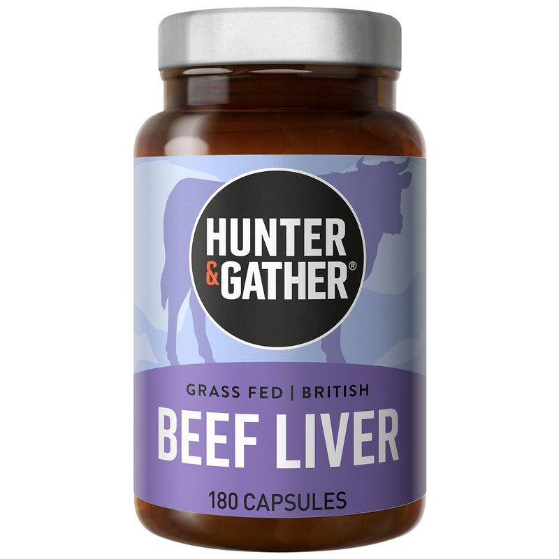 Hunter & Gather Beef Liver Capsules 180 | 100% British Grass-Fed | Freeze-Dried Whole Food Supplement | No Fillers, Binders or Synthetic Vitamins | Nose-to-Tail Nutrition | 30 Servings