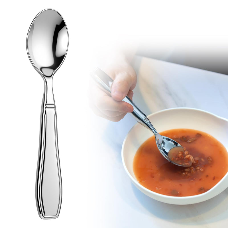 Weighted Utensils for Hand Tremors and Parkinsons Patients Heavy Weight Spoons Stainless Steel Silverware Adaptive Utensils for Elderly Arthritis Weak Hand Grip 7OZ