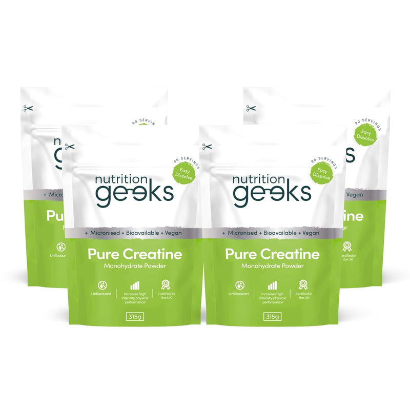 Pure Creatine Monohydrate Powder - 1.26kg (360 Servings) - Easy Dissolve Creatine Powder, Unflavoured & Micronised (Not Creatine Gummies or Creatine Tablets), Vegan Creatine for Women and Men 12 Months Supply (4 Packs)