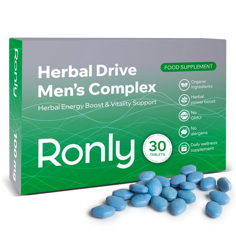 RONLY Herbal Drive 100mg – 30 Tablets for Men | Strong Effect Herbal Supplement | Maca, Tribulus & Rhodiola Formula | Energy, Stamina & Enhanced Vitality Support | Advanced Men’s Complex | UK Made 30 count (Pack of 1)