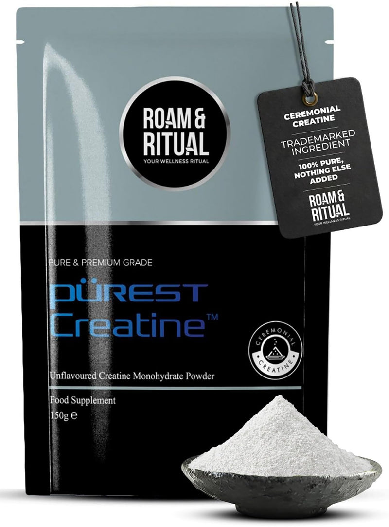 Ceremonial Creatine™ Powder 150g | Unflavoured, No additives or fillers | Third Party Verified for Purity | Purest Creatine™ - Lowest in the Market for DCD, DHT & Creatinine by Roam & Ritual™