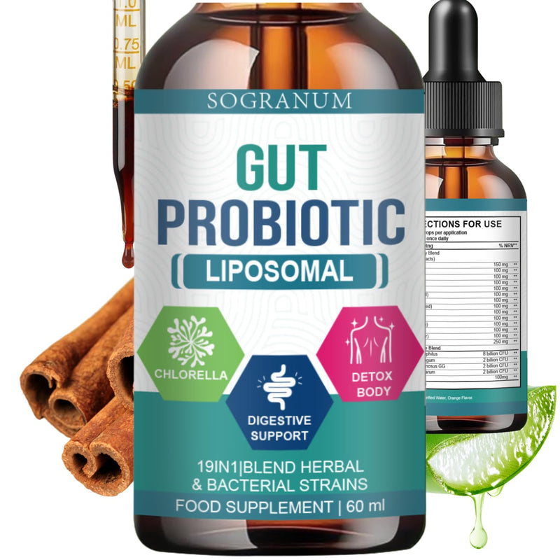 Probiotics Gut Health & Colon Cleanse | Bloating Relief, Bloatburn & Advanced Gut Repair. Easy to Use Drops | Probiotics for Women & Men | Inulin Chlorella lactobacillus | 60 ml