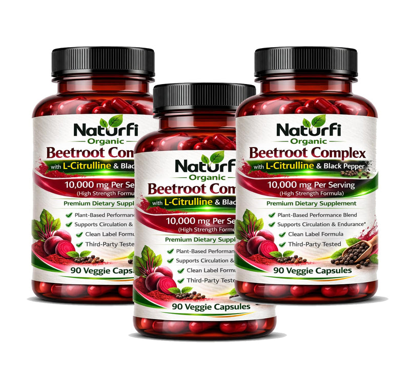 Beetroot Complex, Black Pepper & L-Citrulline 10,000mg | 270 Capsules / 9 Month Supply | High Strength | Nitric Oxide Booster to Support Circulation for Energy & Daily Wellness | Non-GMO 270 Capsules (Pack of 3)