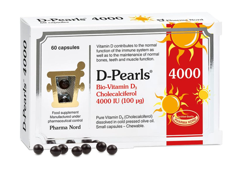 D-Pearls Vitamin D3 4000 IU | Easy-to-Swallow | Chosen for Major Immune Study | Active Vitamin D Supplement in Cold-Pressed Olive Oil for Immune Support, Teeth, Muscle and Bone Health 60 Capsules