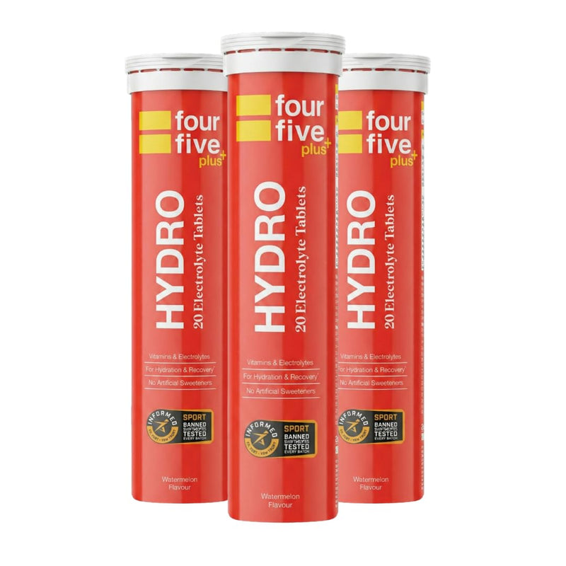 fourfive Hydration Tablets (Watermelon) Low Calorie Vitamin Electrolytes, Vegan, Magnesium & Calcium, Sports Hydration - 3x20 Effervescent Tablets 20 count (Pack of 3)