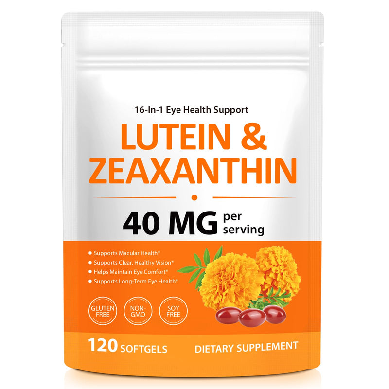 Lutein & Zeaxanthin Eye Vitamins, 16-in-1 Eye Health Formula with Omega-3, Zinc, Vitamins C, D3 & E, 40mg Lutein for Vision & Macular Support, 120 Capsules