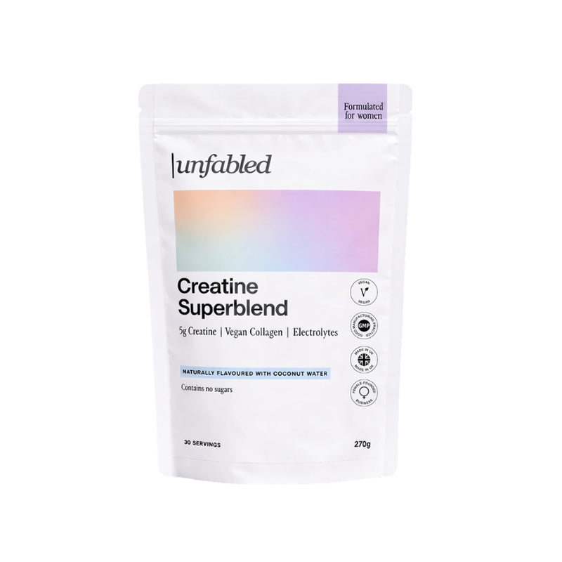 Unfabled Creatine for Women, 5g Creatine Monohydrate and Collagen Powder, Coconut Water Flavour & Electrolytes, Zero Sugar, Vegan Creatine Powder - 270g (30 Servings) - Made in UK