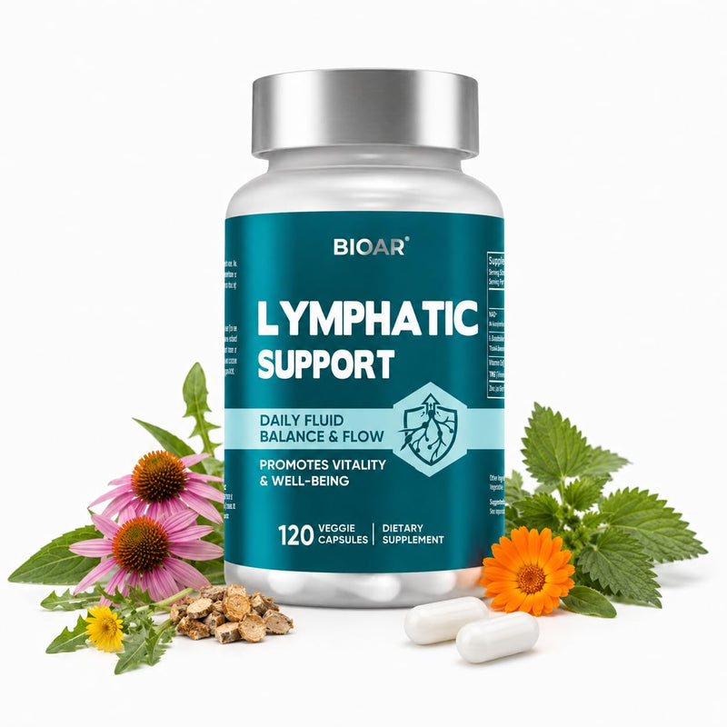 Lymphatic Drainage Supplements, Lymph System Support for Women & Men, Promotes Normal Fluid Balance, Internal Cleanse and Immune Defences, 120 Vegan Capsules 120 count (Pack of 1)