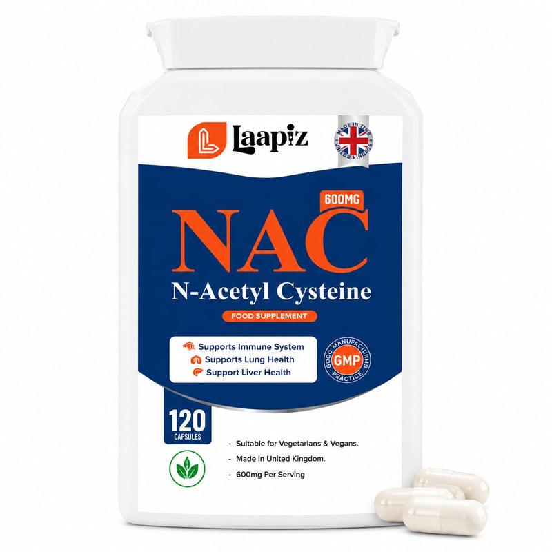 Nac Supplement 600mg 120 Vegan Capsules | Nac N-Acetyl-Cysteine 600mg | UK Made GMP Certified | Daily Food Supplement| 120 Days Supply