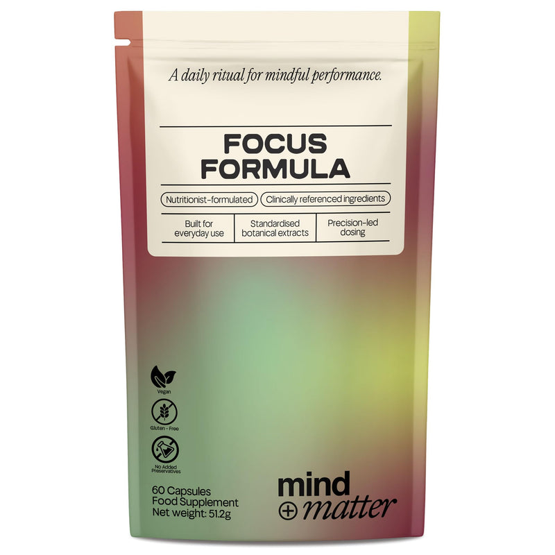 Mind+Matter® Focus Formula - Nootropic Brain Supplement - Citicoline, Lion's Mane, L-Theanine, Rhodiola & Tyrosine - with Vitamin B6 & B12, Vegan, No Added Caffeine, 60 Capsules