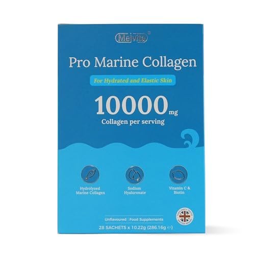 Pro Hydrolyzed Marine Collagen Powder 286g – Pure Marine Collagen Powder with Vitamin C & Hyaluronic Acid – 100% Pure- for Skin, Joints,Hair,Bones & Muscles Support (28 Sachets) 28 Sachets（1 Month Supply）