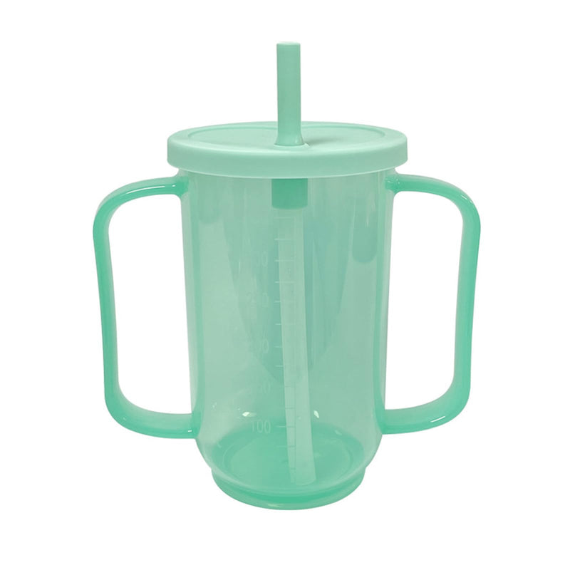 KFSCIP Sippy Cup for Adults, Non Spill Drinking Cups for Elderly with Straw and Lid, Spill-Proof Adult Sippy Cups for Bedridden Patients, Hospital and Convalescent Care, Green, 122 * 127mm