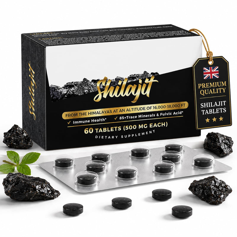 Shilajit Tablets 30000mg, Himalayan Shilajit Supplement with Fulvic & Humic Acid, 85+ Trace Minerals, Easy-Swallow Tablets, Caffeine-Free Daily Mineral Supplement for Men and Women