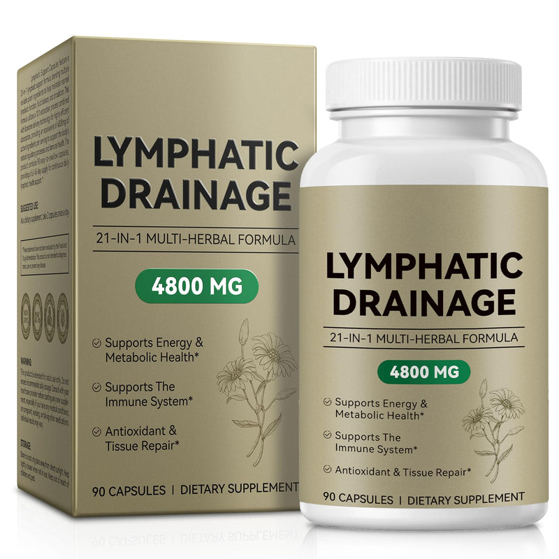 Lymphatic Drainage Capsules - 90 Capsules | 21-in-1 Herbal Complex with Dandelion & Burdock Root | Supports Natural Fluid Balance & Circulation | Vegan & Non-GMO Supplement